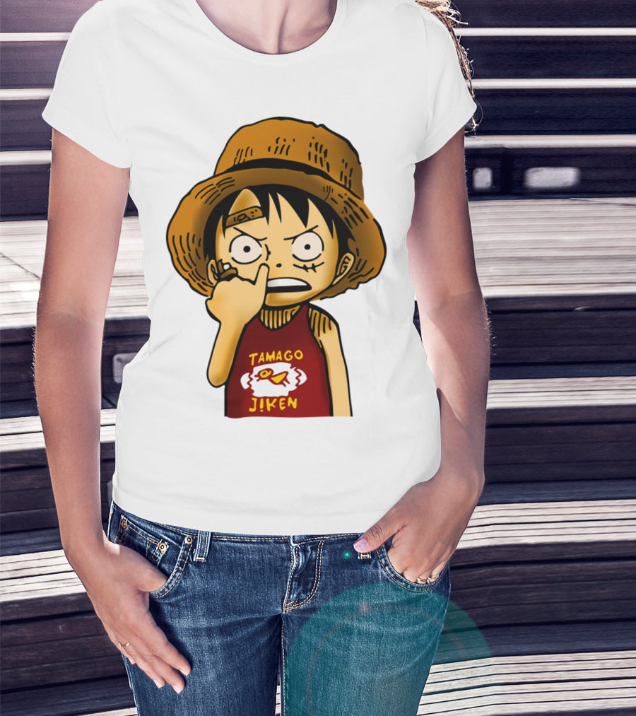 Luffy Childhood Tamago Jiken Iconic Straw Hat Young Luffy T-Shirt