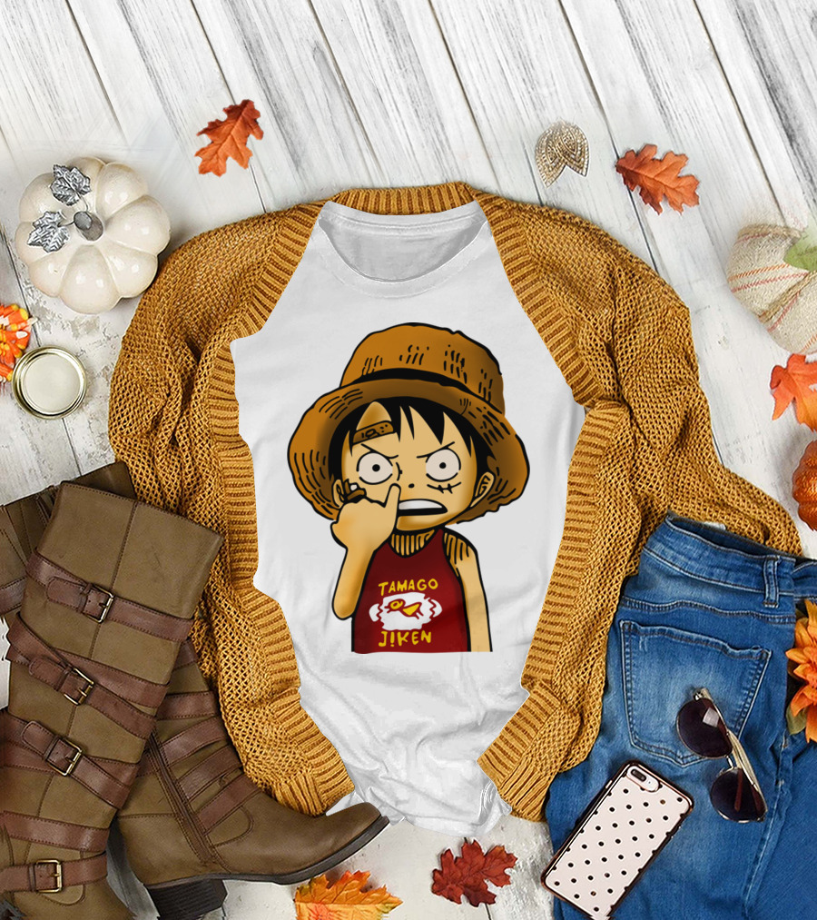 Luffy Childhood Tamago Jiken Iconic Straw Hat Young Luffy T-Shirt