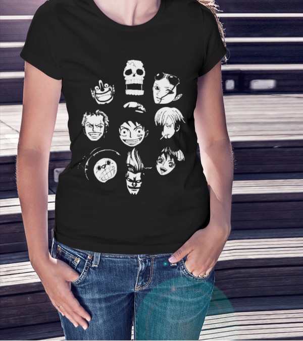 One Piece Straw Hat Crew Faces T-Shirt
