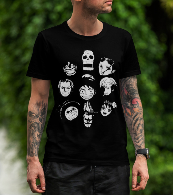 One Piece Straw Hat Crew Faces T-Shirt