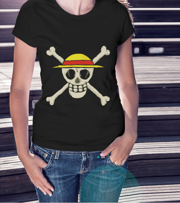 One Piece Skull Luffy Hat Crossbones By Miskel T-Shirt
