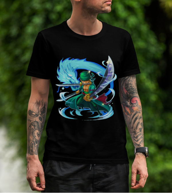 Roronoa Zoro Swordmaster With Blue Dragon Aura T-Shirt
