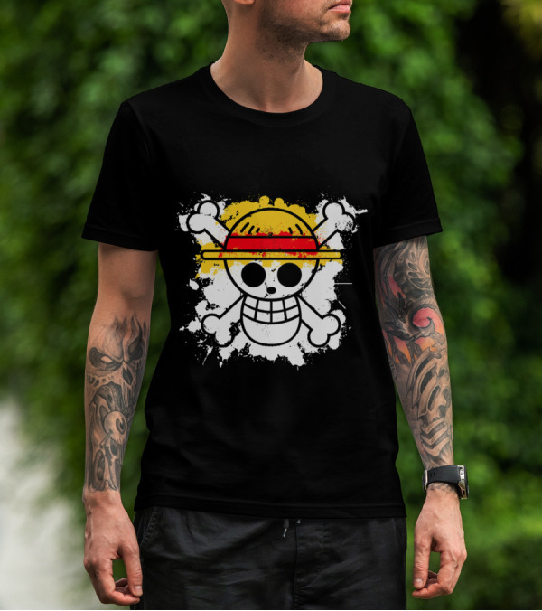 Straw Hat Pirates Jolly Roger Skull Emblem One Piece Anime T-Shirt