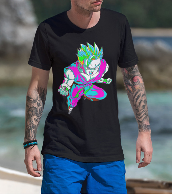 Anime Vaporwave 90s Super Saiyan Style Retro Neon Aesthetic T-Shirt
