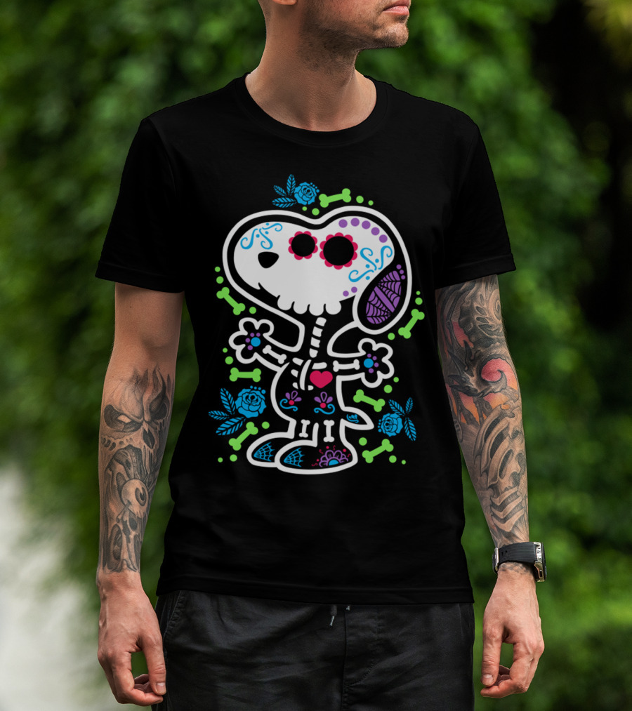 Day Of The Dead Sugar Skull Skeleton Beagle T-Shirt