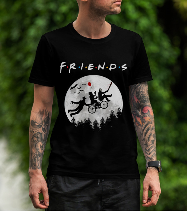 Friends Halloween Horror Movies Iconic Characters Full Moon Scene T-Shirt