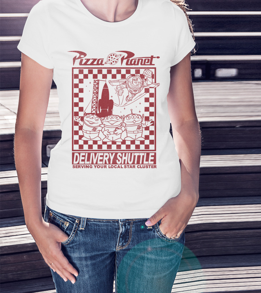 Pizza Planet Delivery Shuttle Serving Your Local Star Cluster T-Shirt