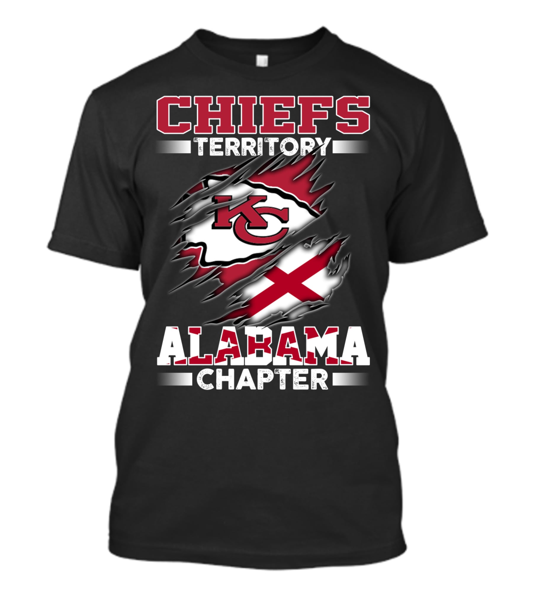 CHIEFS TERRITORY ALABAMA CHAPTER KC Logo And Alabama Flag T-Shirt