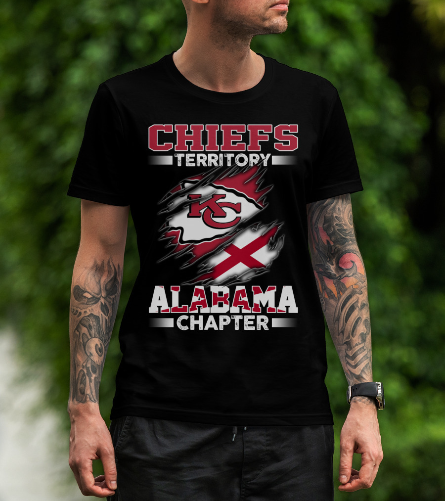 CHIEFS TERRITORY ALABAMA CHAPTER KC Logo And Alabama Flag T-Shirt