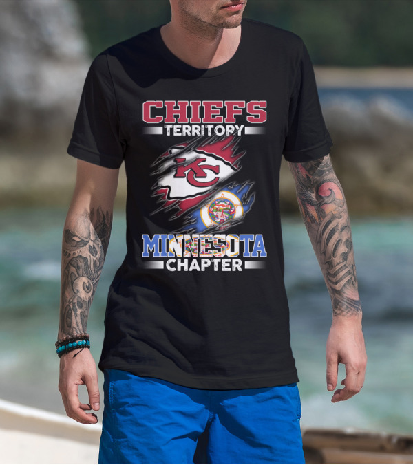 CHIEFS TERRITORY MINNESOTA CHAPTER KC Logo And Minnesota State Flag T-Shirt