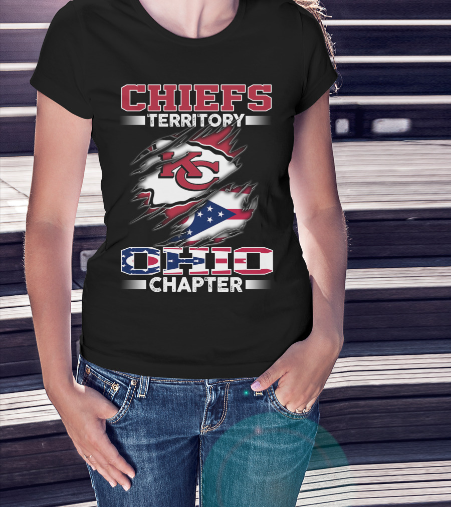 CHIEFS TERRITORY OHIO CHAPTER KC LOGO FLAG T-Shirt