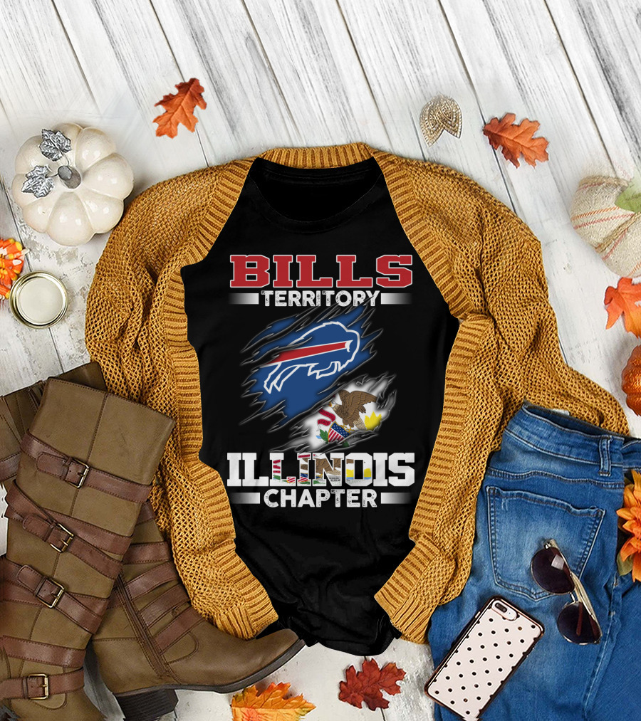 BILLS Territory Illinois Chapter Buffalo Bills Logo and Illinois State Seal T-Shirt