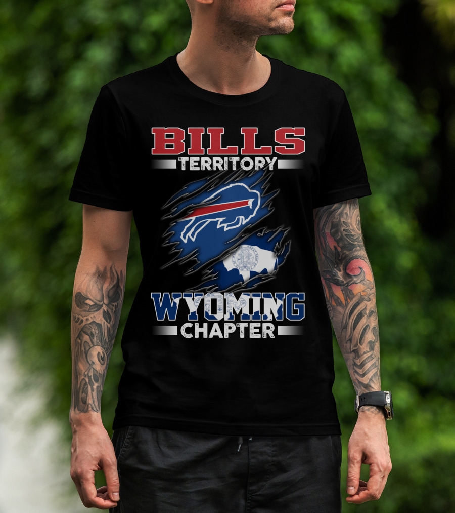 BILLS Territory Wyoming Chapter Buffalos Logo And State Flag T-Shirt