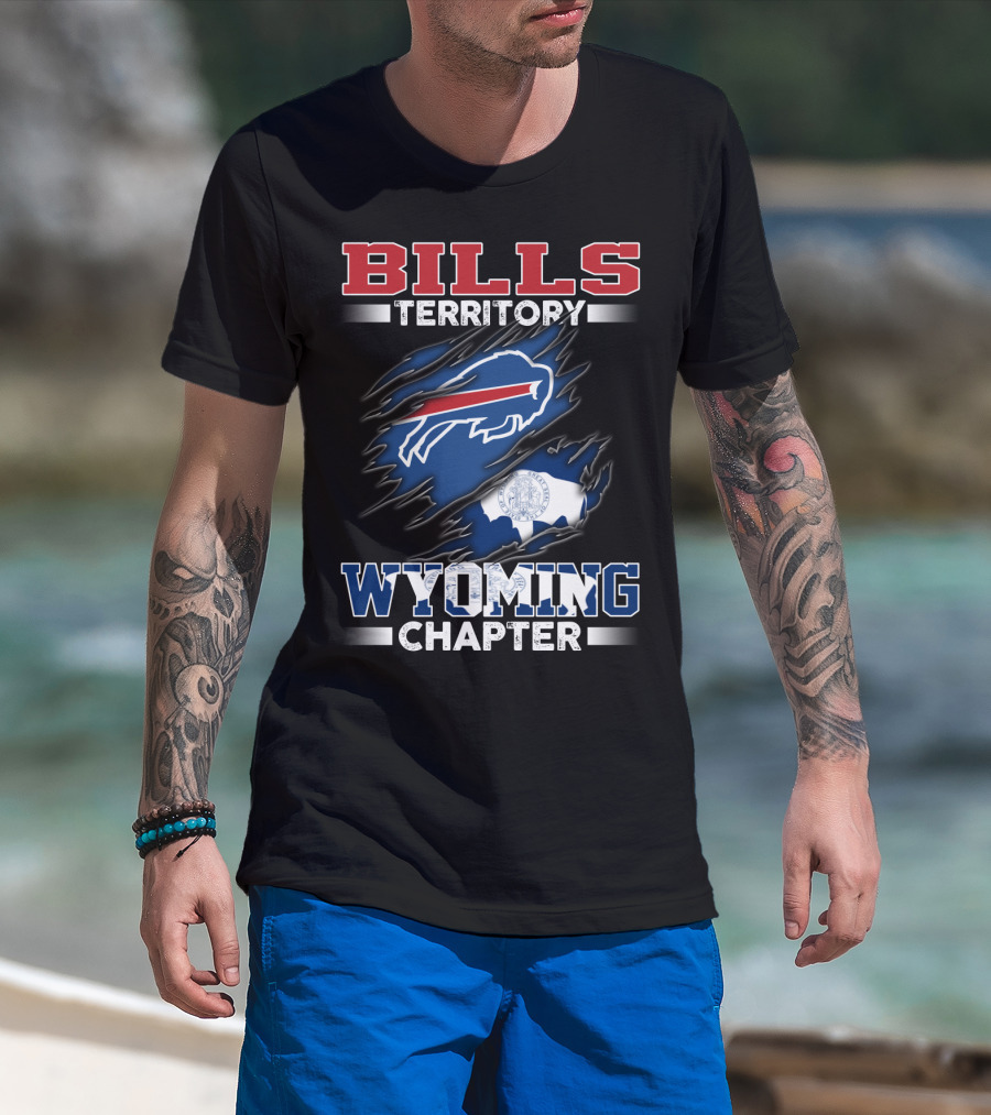 BILLS Territory Wyoming Chapter Buffalos Logo And State Flag T-Shirt