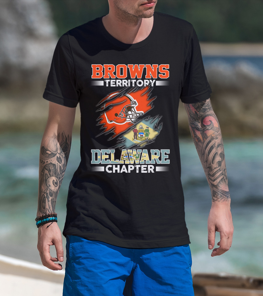 BROWNS Territory Delaware Chapter Football Helmet State Flag T-Shirt