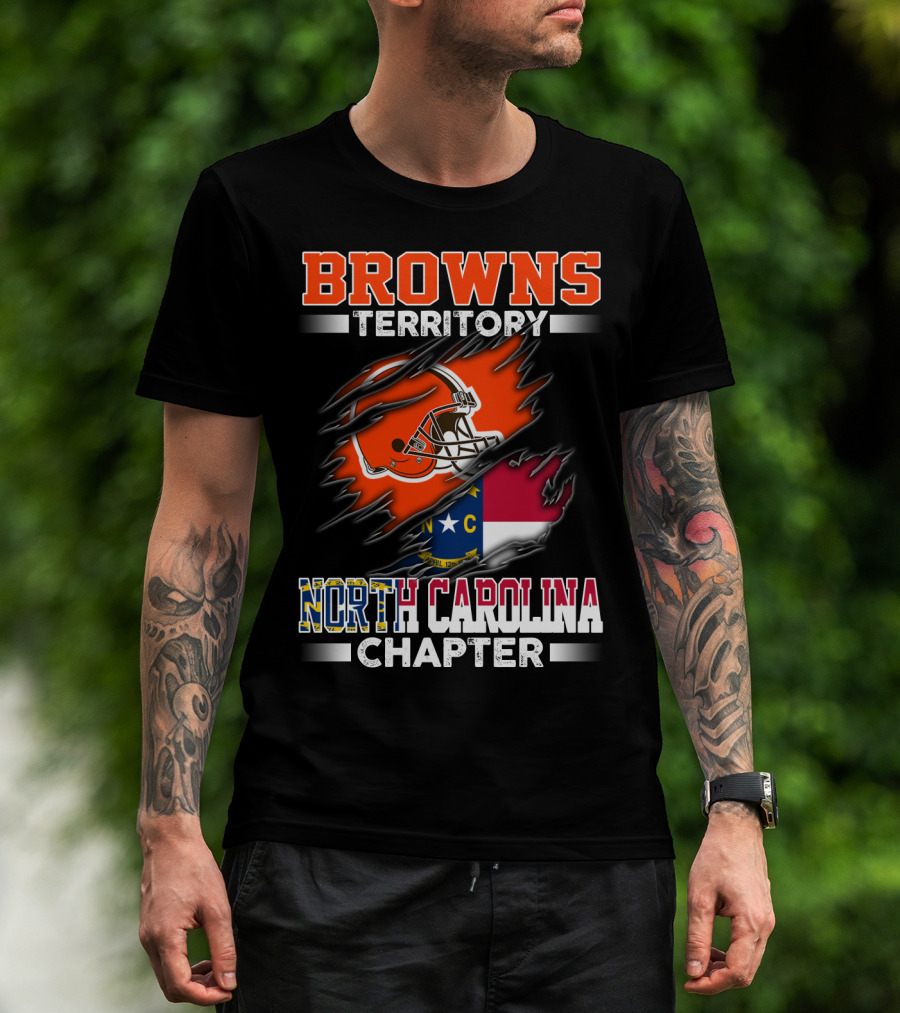 Browns Territory North Carolina Chapter Football Helmet And State Flag T-Shirt