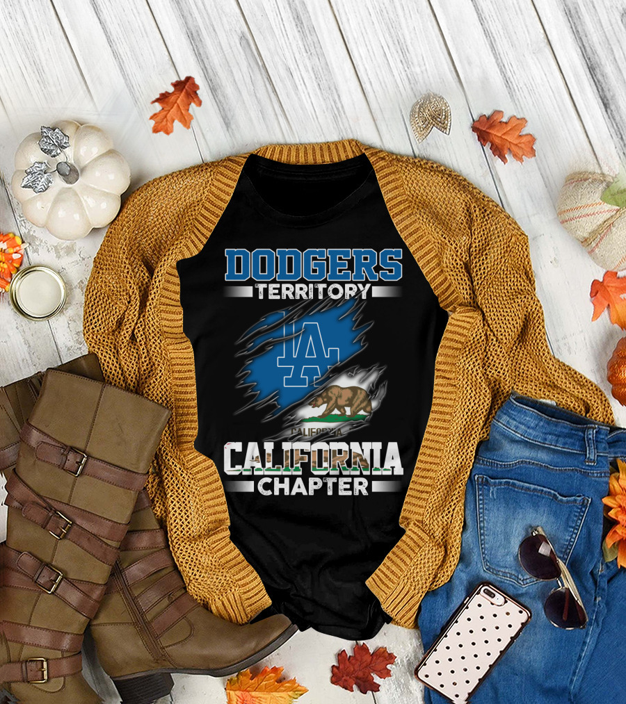 DODGERS TERRITORY CALIFORNIA CHAPTER LA LOGO CALIFORNIA BEAR FLAG T-Shirt
