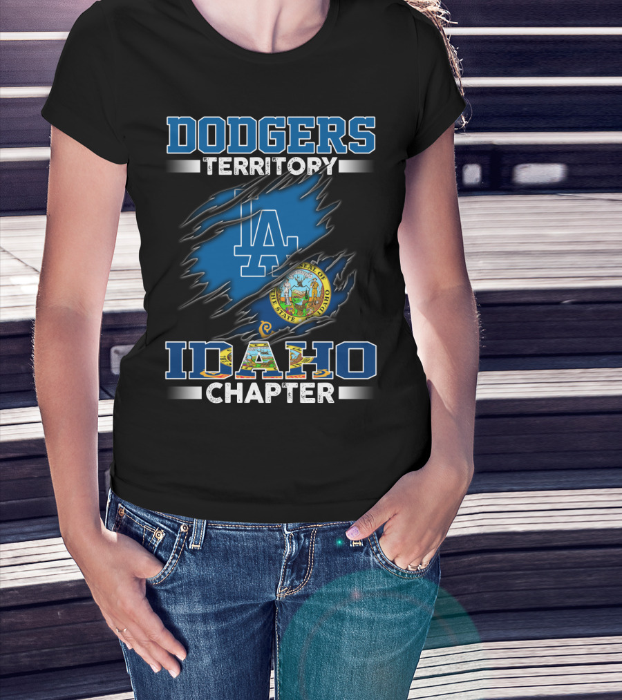 Dodgers Territory Idaho Chapter LA Logo And State Seal T-Shirt