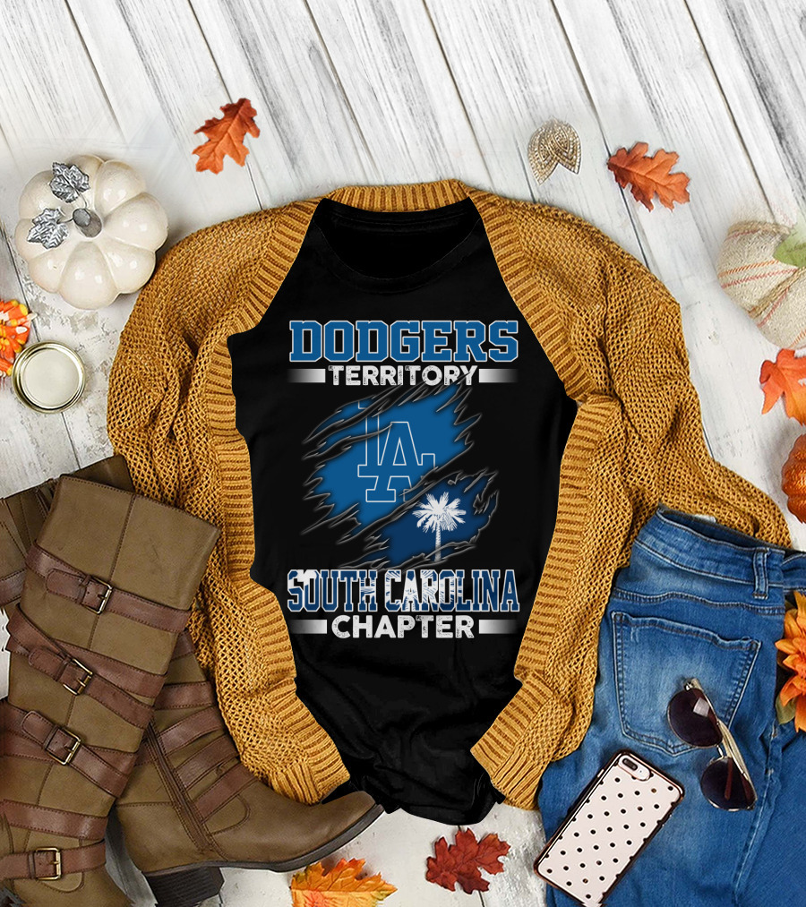 Dodgers Territory South Carolina Chapter LA Logo Palmetto Tree T-Shirt