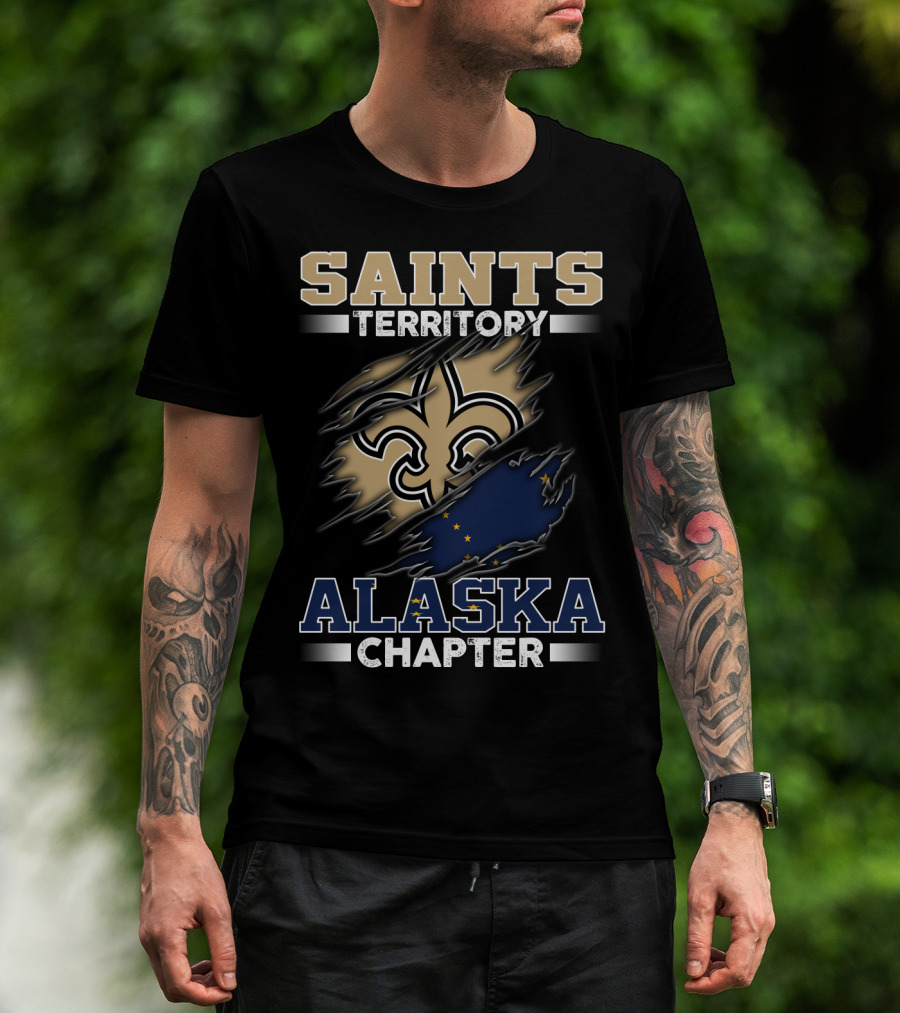 Saints Territory Alaska Chapter Fleur-De-Lis And Alaska Flag T-Shirt