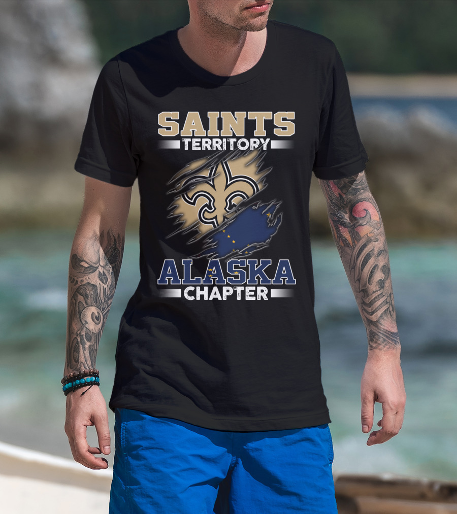 Saints Territory Alaska Chapter Fleur-De-Lis And Alaska Flag T-Shirt