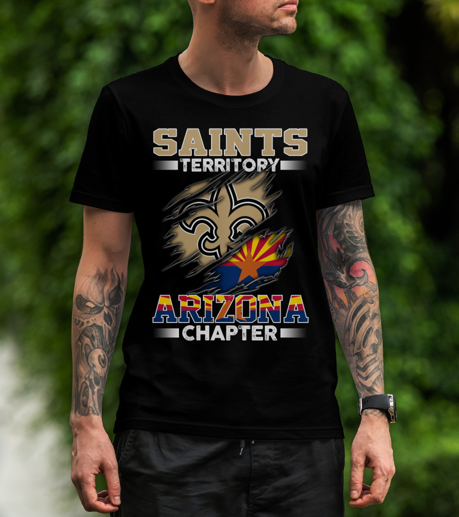 Saints Territory Arizona Chapter Fleur-De-Lis And Arizona Flag T-Shirt