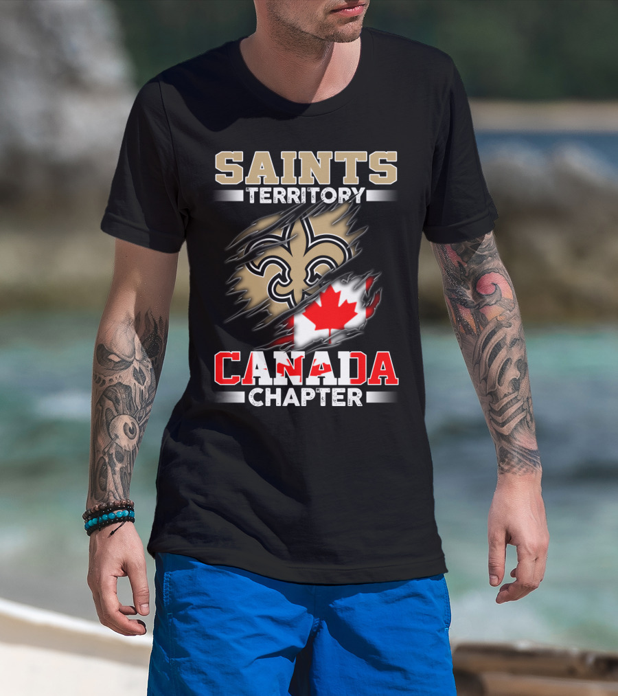 Saints Territory Canada Chapter Fleur-De-Lis And Maple Leaf T-Shirt