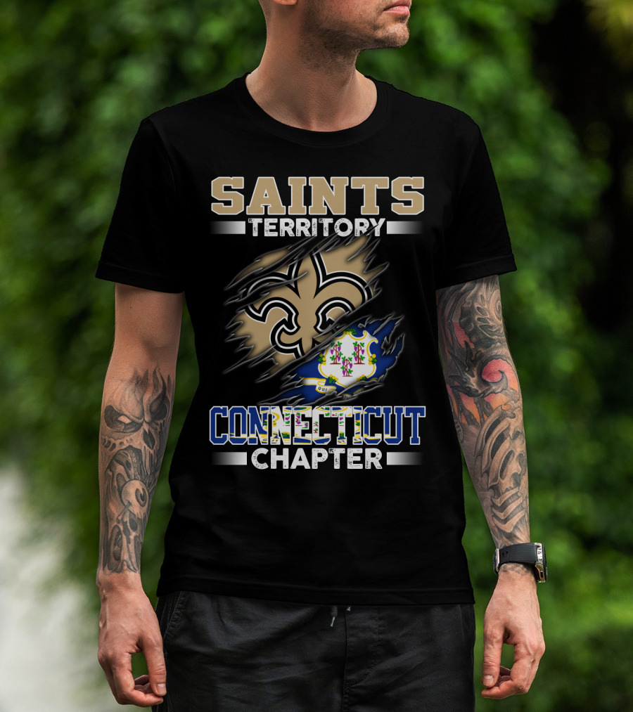 Saints Territory Connecticut Chapter Fleur-De-Lis And State Flag T-Shirt