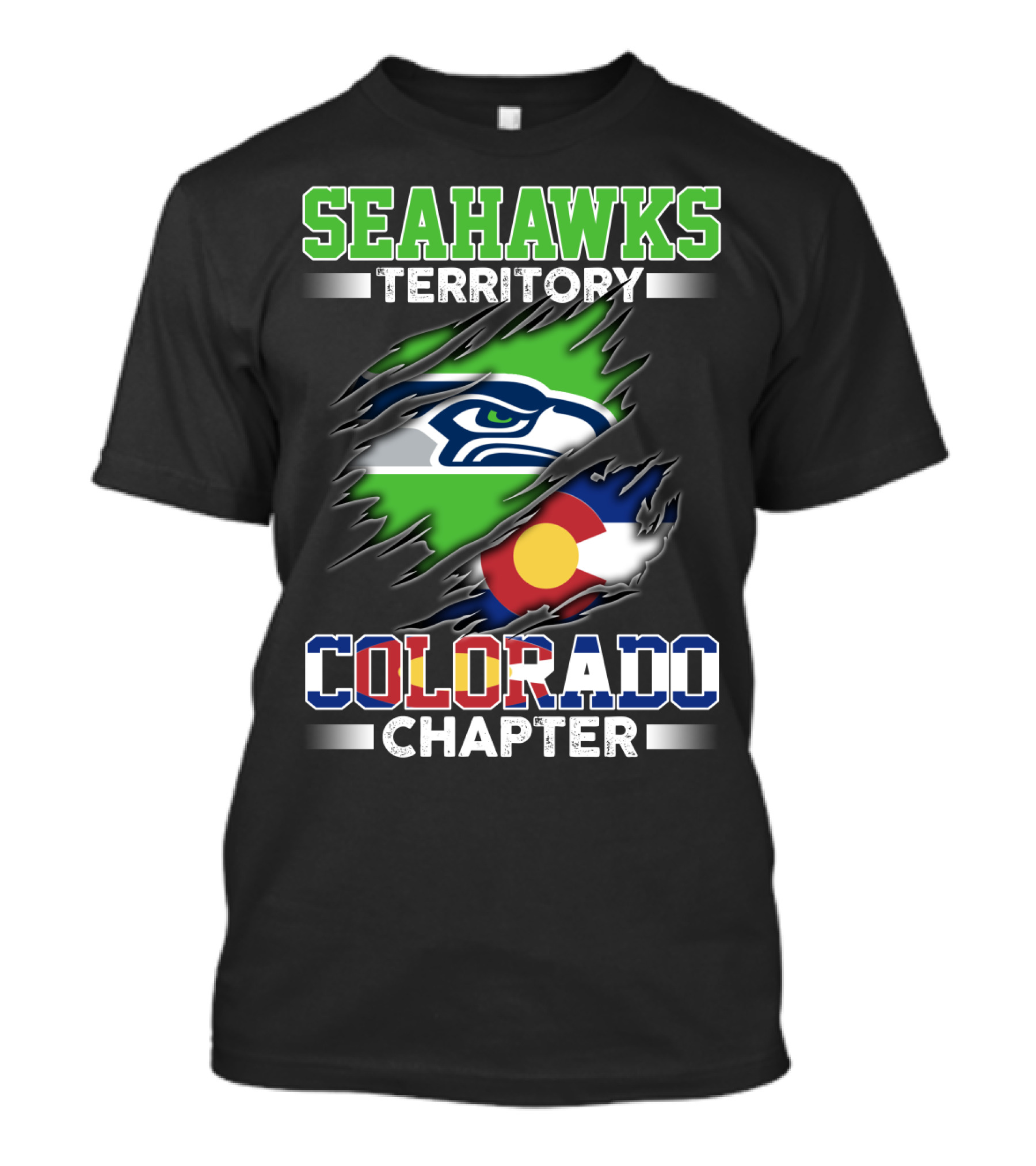 SEAHAWKS TERRITORY COLORADO CHAPTER SEATTLE LOGO FLAG интеграция T-Shirt