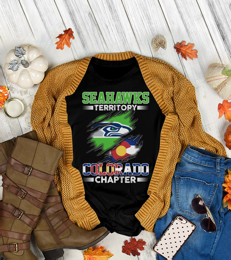 SEAHAWKS TERRITORY COLORADO CHAPTER SEATTLE LOGO FLAG интеграция T-Shirt