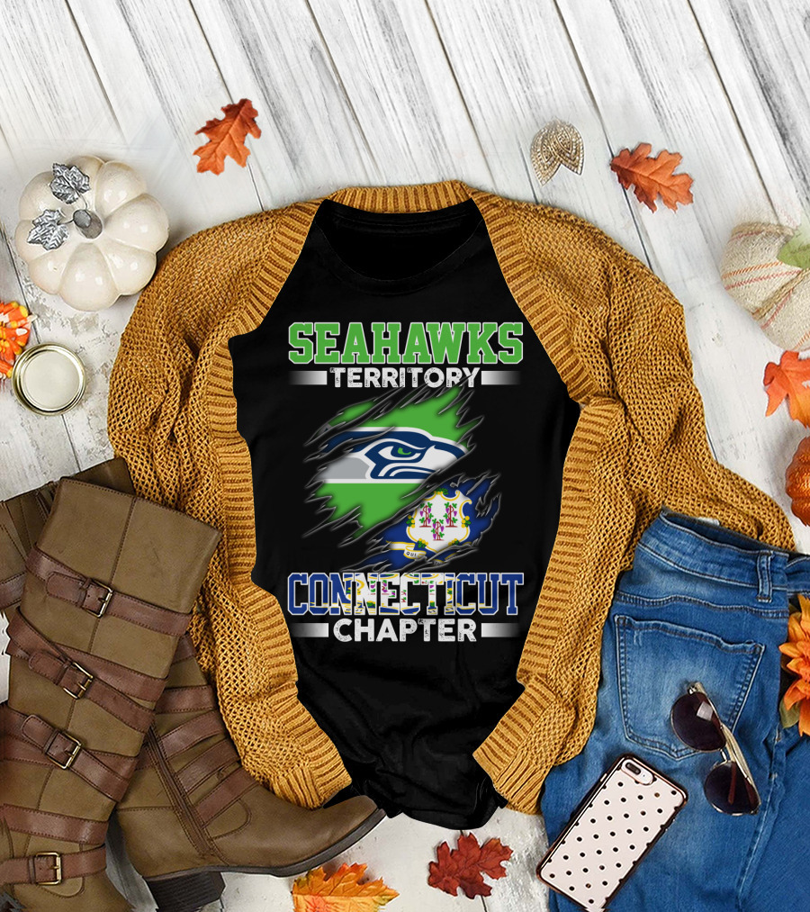 Seahawks Territory Connecticut Chapter Logo Rip T-Shirt