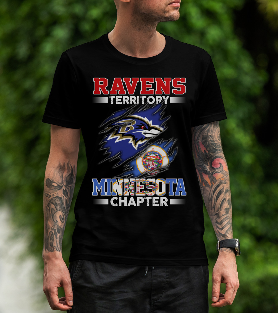 Ravens Territory Minnesota Chapter Nfl Team Logo And State Flag T-Shirt