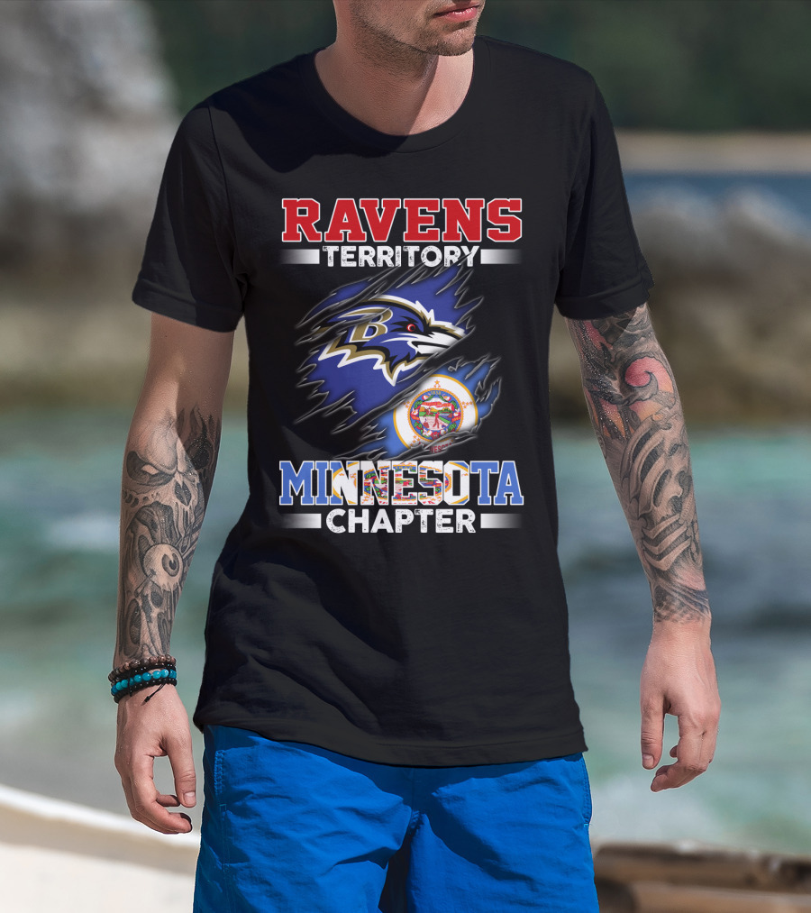Ravens Territory Minnesota Chapter Nfl Team Logo And State Flag T-Shirt