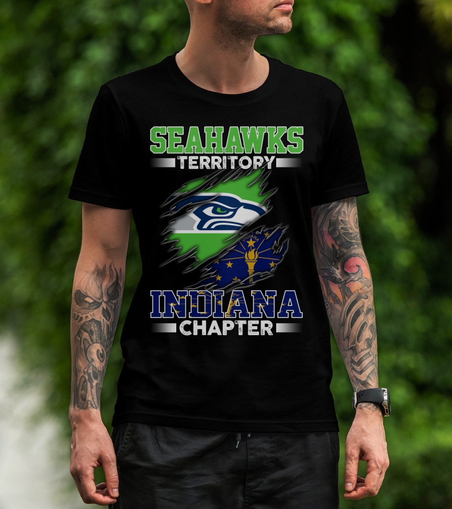 Seahawks Territory Indiana Chapter Flag Emblem Fan T-Shirt