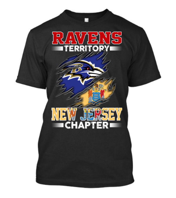 Ravens Territory New Jersey Chapter Ravens Logo New Jersey Flag T-Shirt