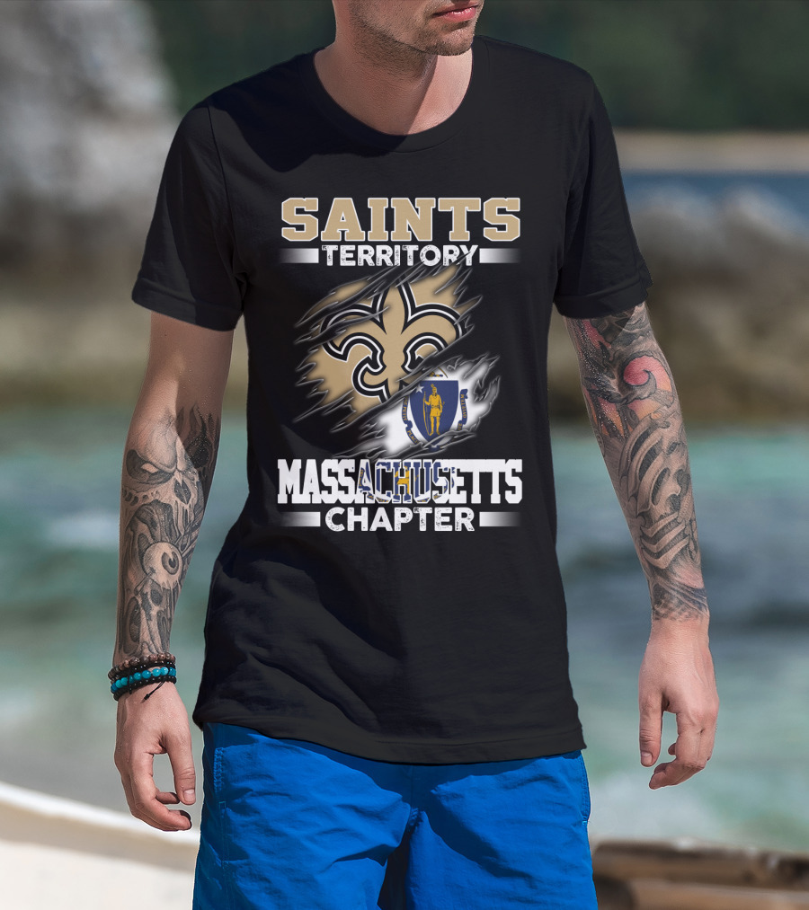Saints Territory Massachusetts Chapter Fleur-De-Lis Flag T-Shirt