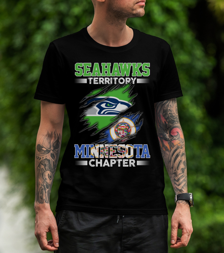 Seahawks Territory Minnesota Chapter Team Logo Flag Combination T-Shirt