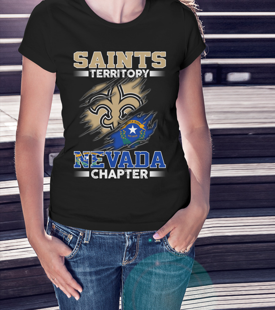 Saints Territory Fleur-De-Lis Nevada Chapter Battle Born Flag T-Shirt