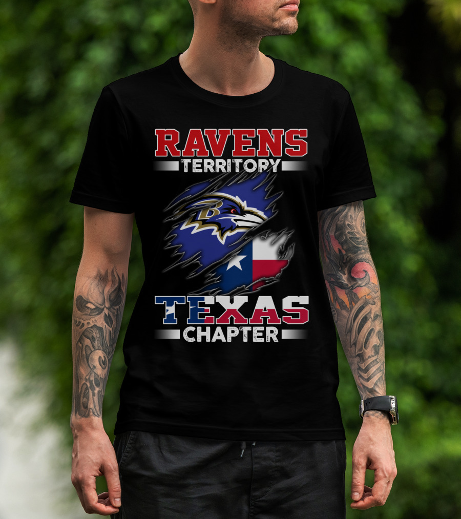 Ravens Territory Texas Chapter Nfl Team Texas State Flag T-Shirt
