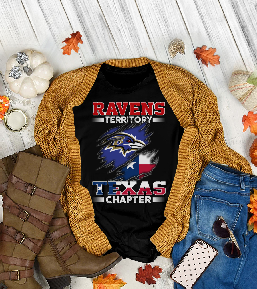 Ravens Territory Texas Chapter Nfl Team Texas State Flag T-Shirt
