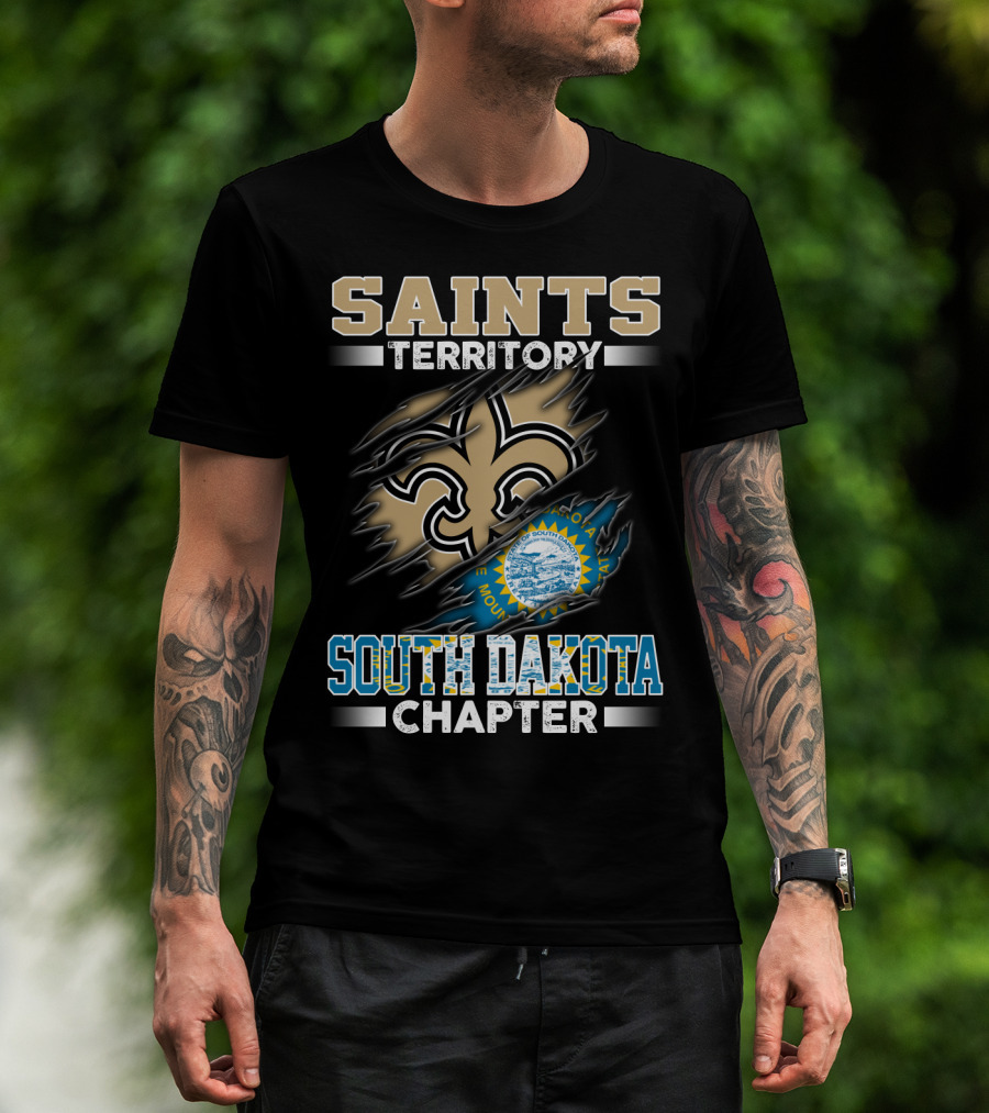 Saints Territory South Dakota Chapter New Orleans Fleur-De-Lis Flag T-Shirt