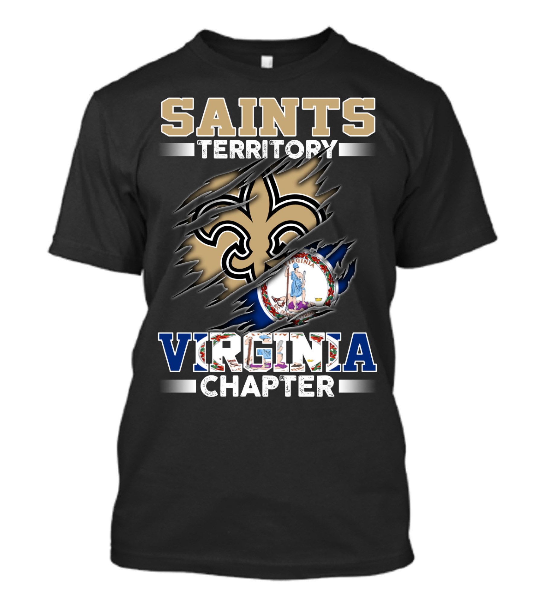 Saints Territory Virginia Chapter Fleur-De-Lis With State Seal T-Shirt