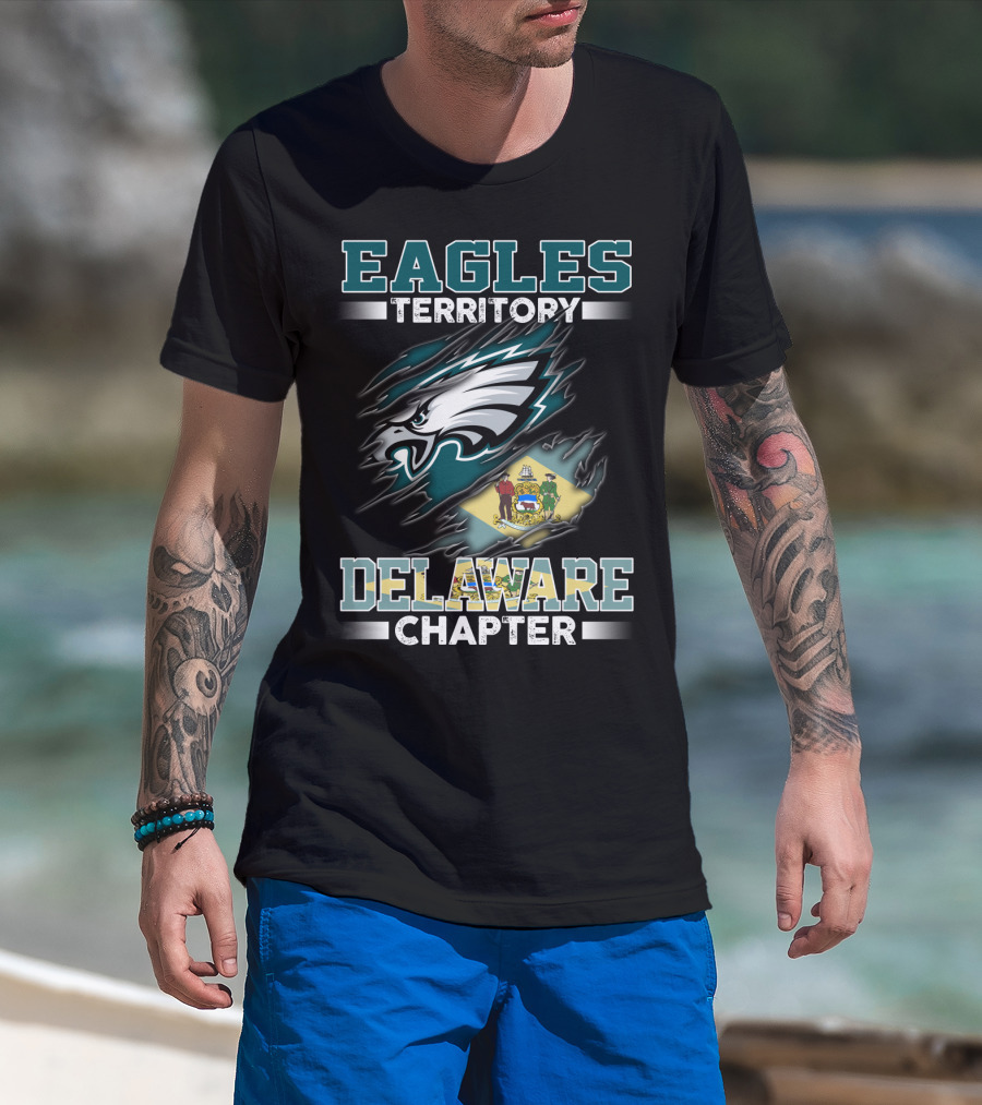Eagles Territory Delaware Chapter Nfl Team Logo With State Flag T-Shirt