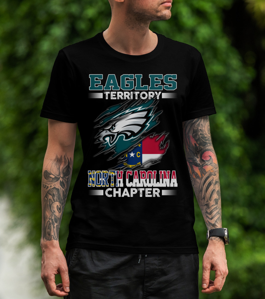 Eagles Territory North Carolina Chapter Logo Featuring State Flag And Team T-Shirt