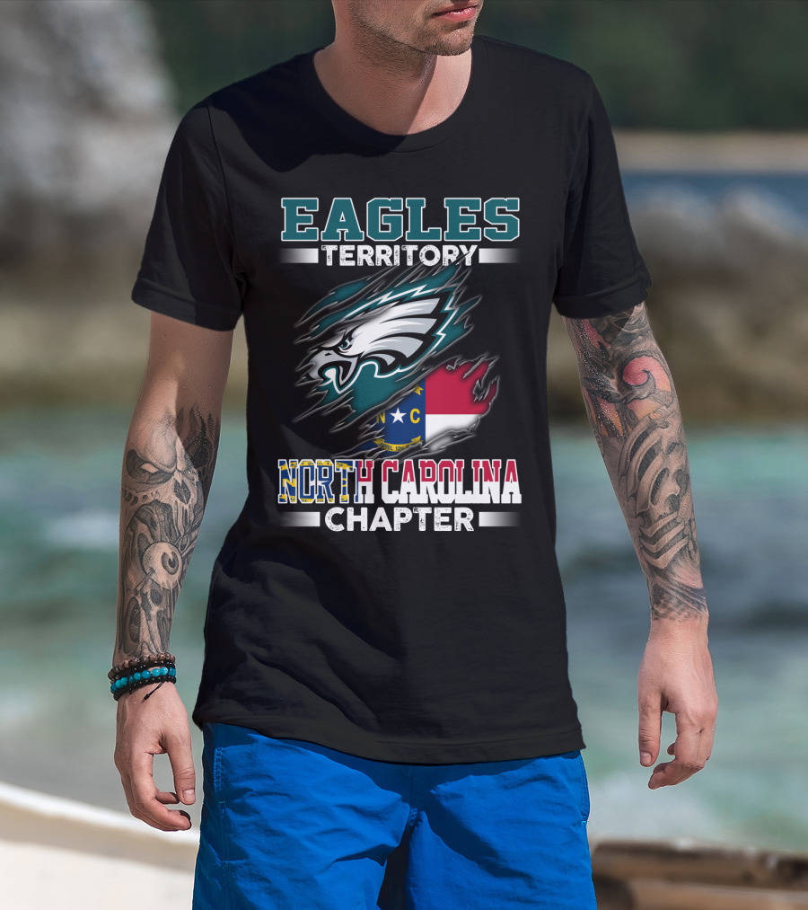 Eagles Territory North Carolina Chapter Logo Featuring State Flag And Team T-Shirt