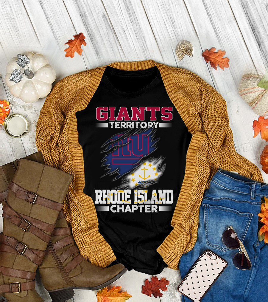 GIANTS Territory Rhode Island Chapter NY Blue Rip Flag T-Shirt