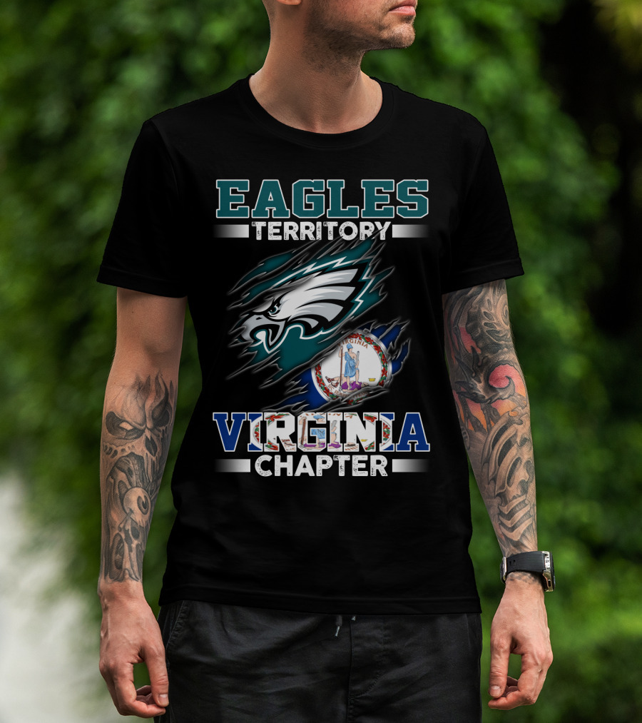 Eagles Territory Virginia Chapter Logo With Virginia Flag T-Shirt
