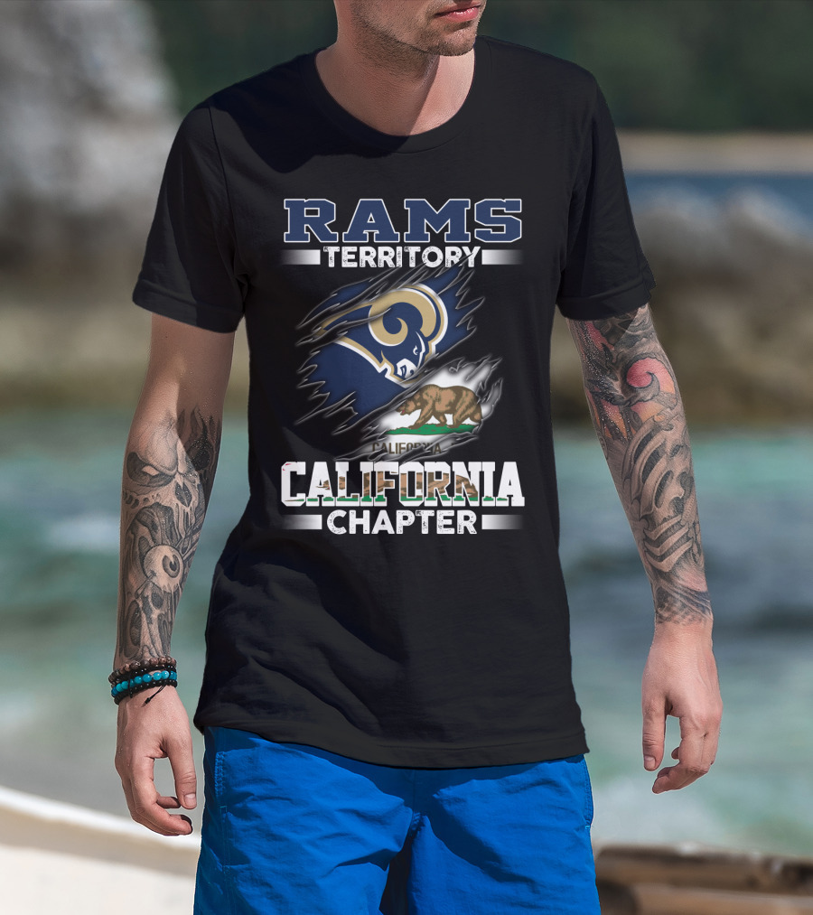 Rams Territory California Chapter Bear Flag Graphic Swirl T-Shirt