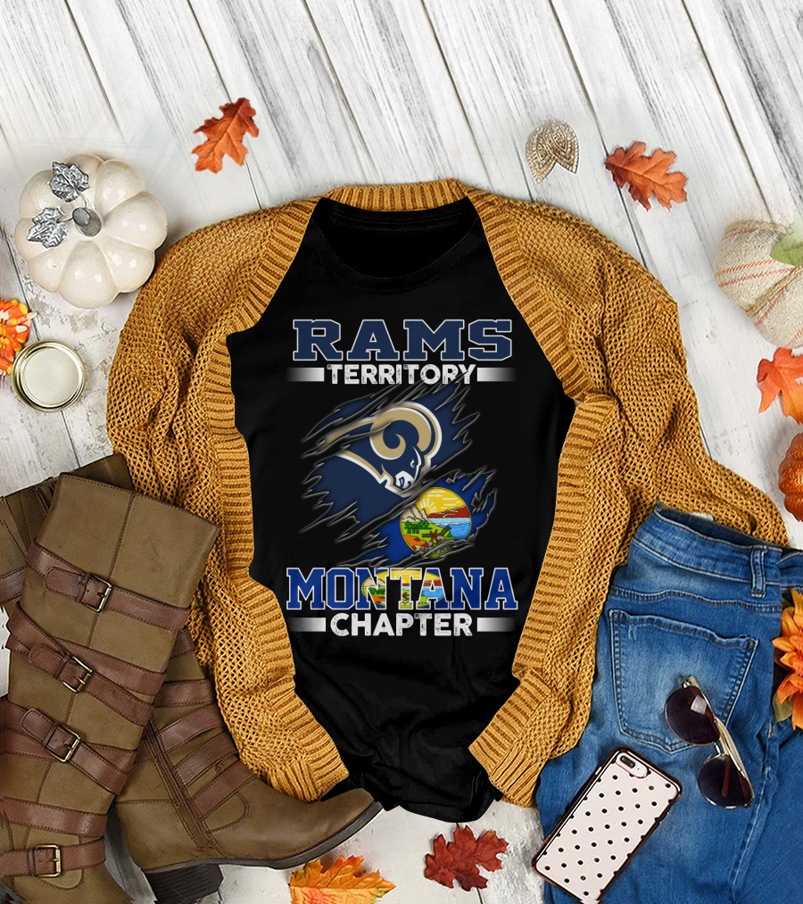 Rams Territory Montana Chapter Football Team Fan Club With Montana State Seal Elements T-Shirt