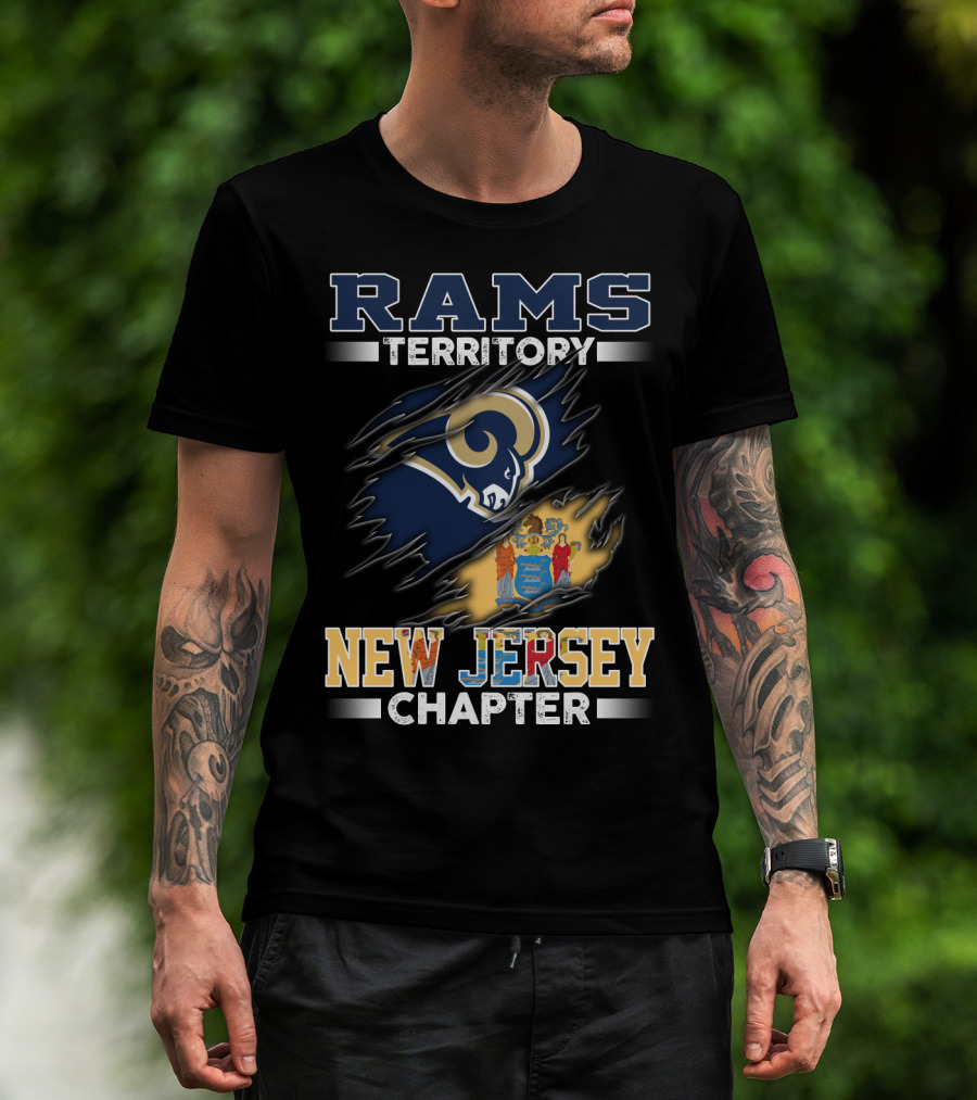 Rams Territory New Jersey Chapter Logo With State Flag T-Shirt
